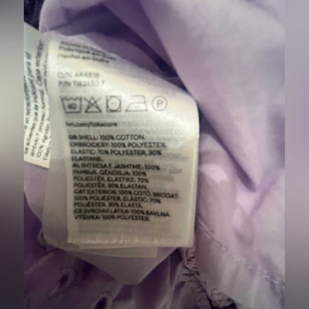 H&M Puff-sleeved Eyelet Embroidered Crop Lilac Cotton Poplin Top - Picture 10 of 10
